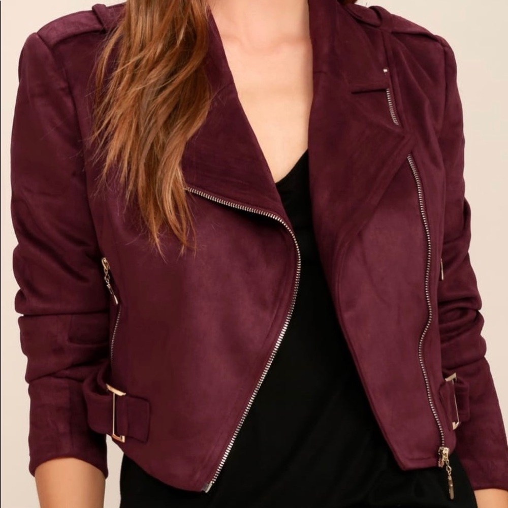 Lulus burgundy suede moto jacket